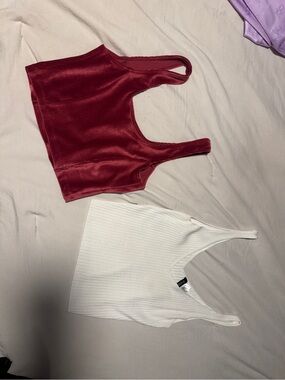 No Boundaries Rust Red Ribbed Velvet Crop Tank
